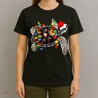 Sea Turtle Christmas Lights Funny Santa Hat Merry Christmas T-Shirt thumb 4