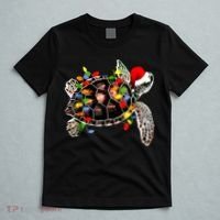 Sea Turtle Christmas Lights Funny Santa Hat Merry Christmas T-Shirt thumb 5