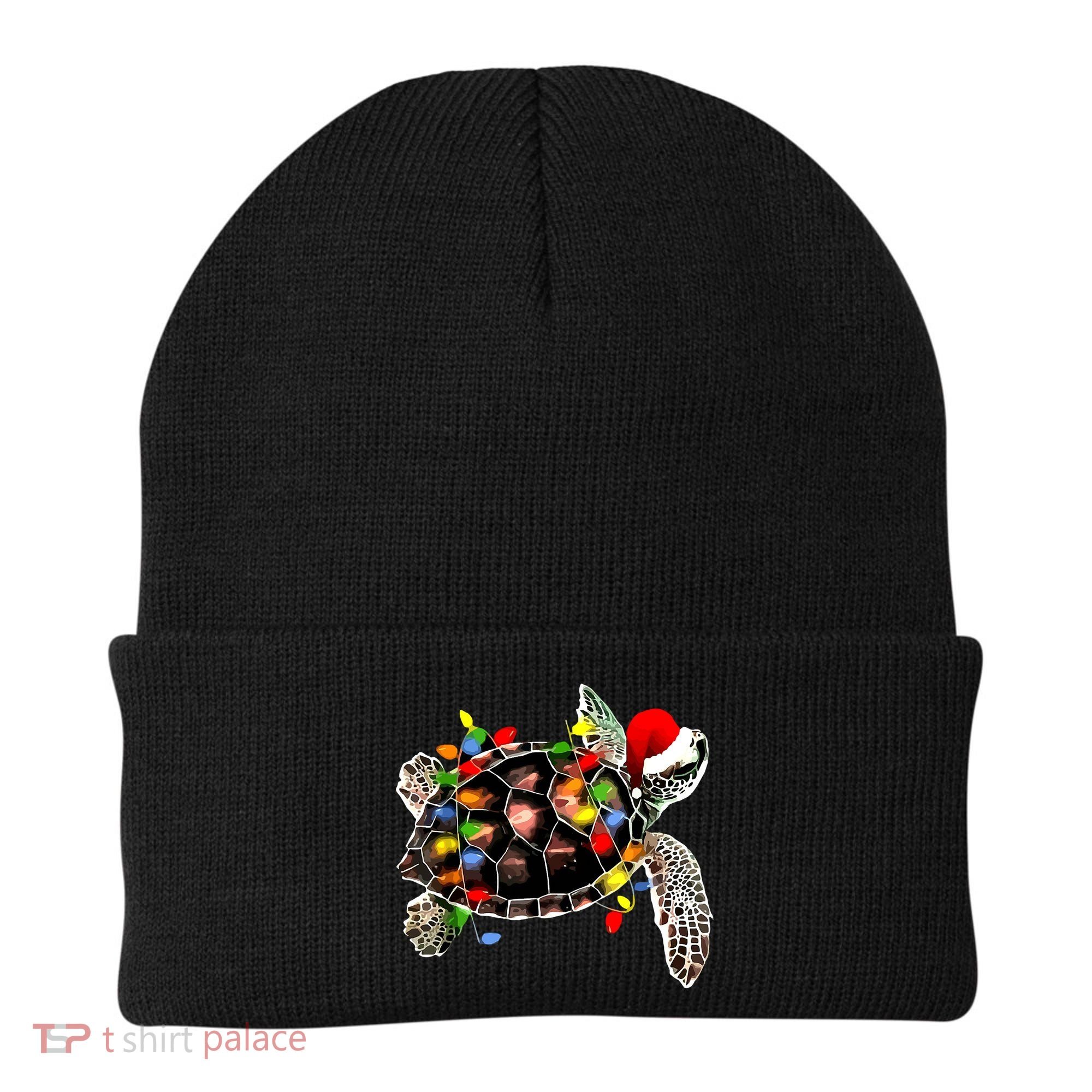 Sea Turtle Christmas Lights Funny Santa Hat Merry Christmas Beanie