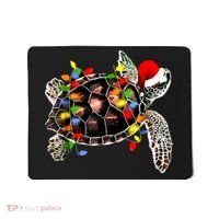 Sea Turtle Christmas Lights Funny Santa Hat Merry Christmas Mousepad thumb 0