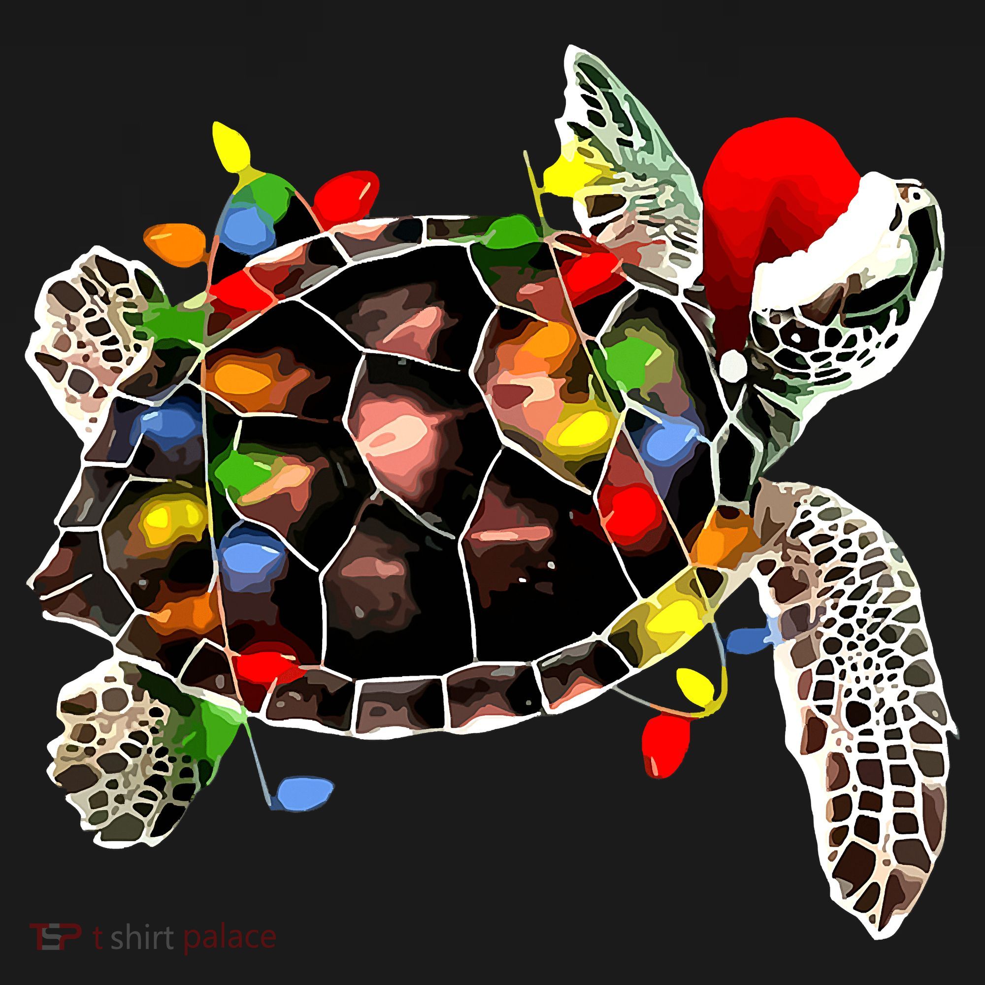 Sea Turtle Christmas Lights Funny Santa Hat Merry Christmas Women's Tank Top