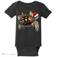 Sea Turtle Christmas Lights Funny Santa Hat Merry Christmas Baby Bodysuit thumb 0