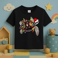 Sea Turtle Christmas Lights Funny Santa Hat Merry Christmas Toddler T-Shirt thumb 3