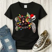 Sea Turtle Christmas Lights Funny Santa Hat Merry Christmas Women's T-Shirt thumb 3
