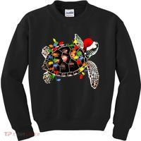Sea Turtle Christmas Lights Funny Santa Hat Merry Christmas Kids Sweatshirt thumb 0