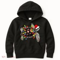 Sea Turtle Christmas Lights Funny Santa Hat Merry Christmas Kids Hoodie thumb 0