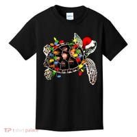 Sea Turtle Christmas Lights Funny Santa Hat Merry Christmas Kids T-Shirt thumb 0