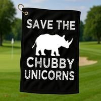 Save The Chubby Unicorns Rhino Funny Cute Gift Golf Towel thumb 1