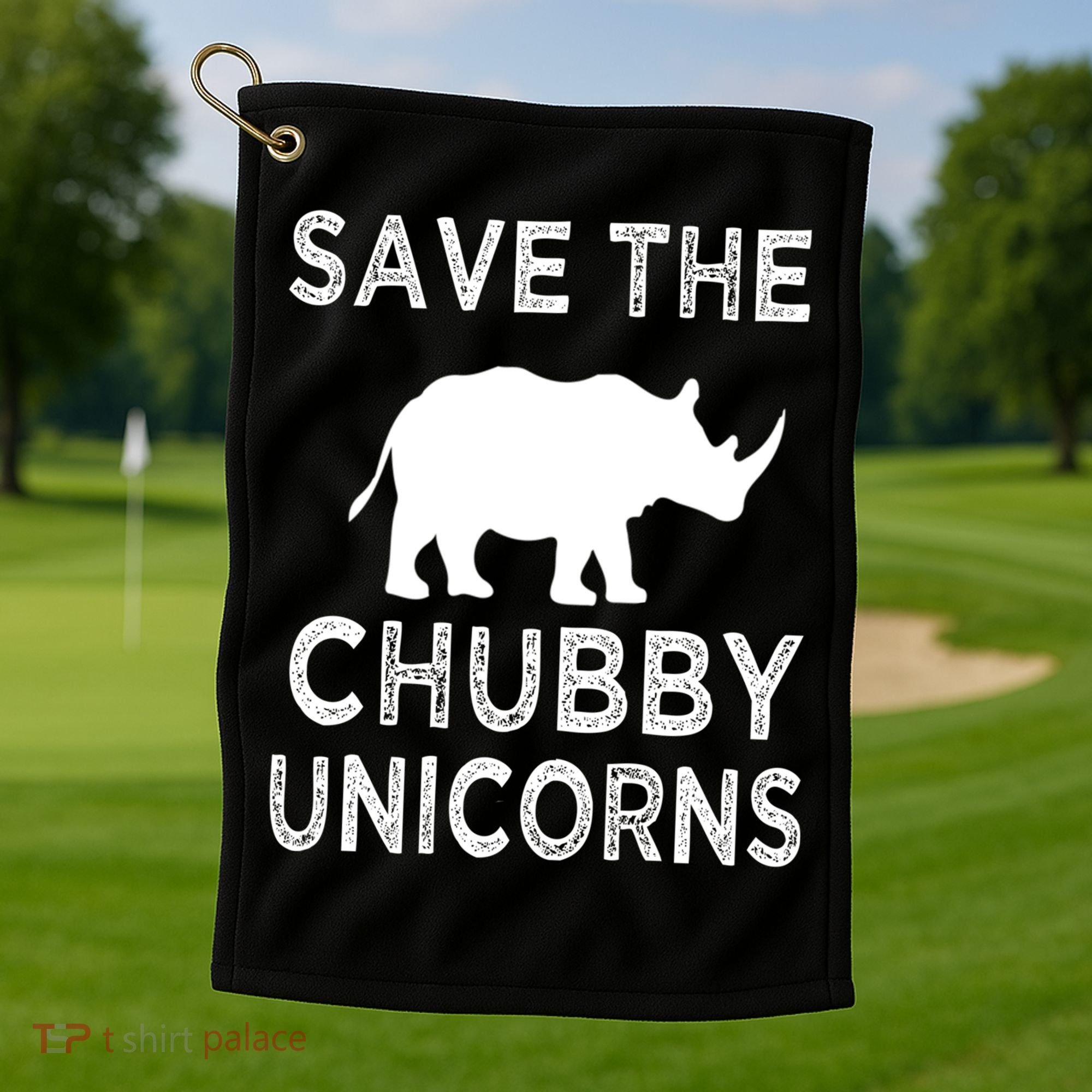 Save The Chubby Unicorns Rhino Funny Cute Gift Golf Towel