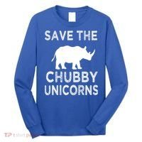 Save The Chubby Unicorns Rhino Funny Cute Gift Long Sleeve Shirt thumb 0