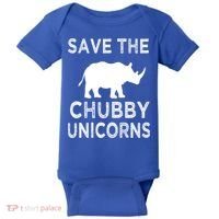 Save The Chubby Unicorns Rhino Funny Cute Gift Baby Bodysuit thumb 0