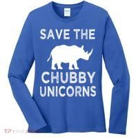 Save The Chubby Unicorns Rhino Funny Cute Gift Women's Long Sleeve Shirt thumb 0