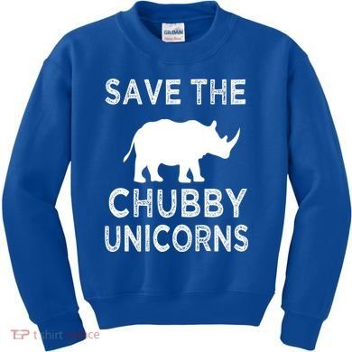Save The Chubby Unicorns Rhino Funny Cute Gift Kids Sweatshirt