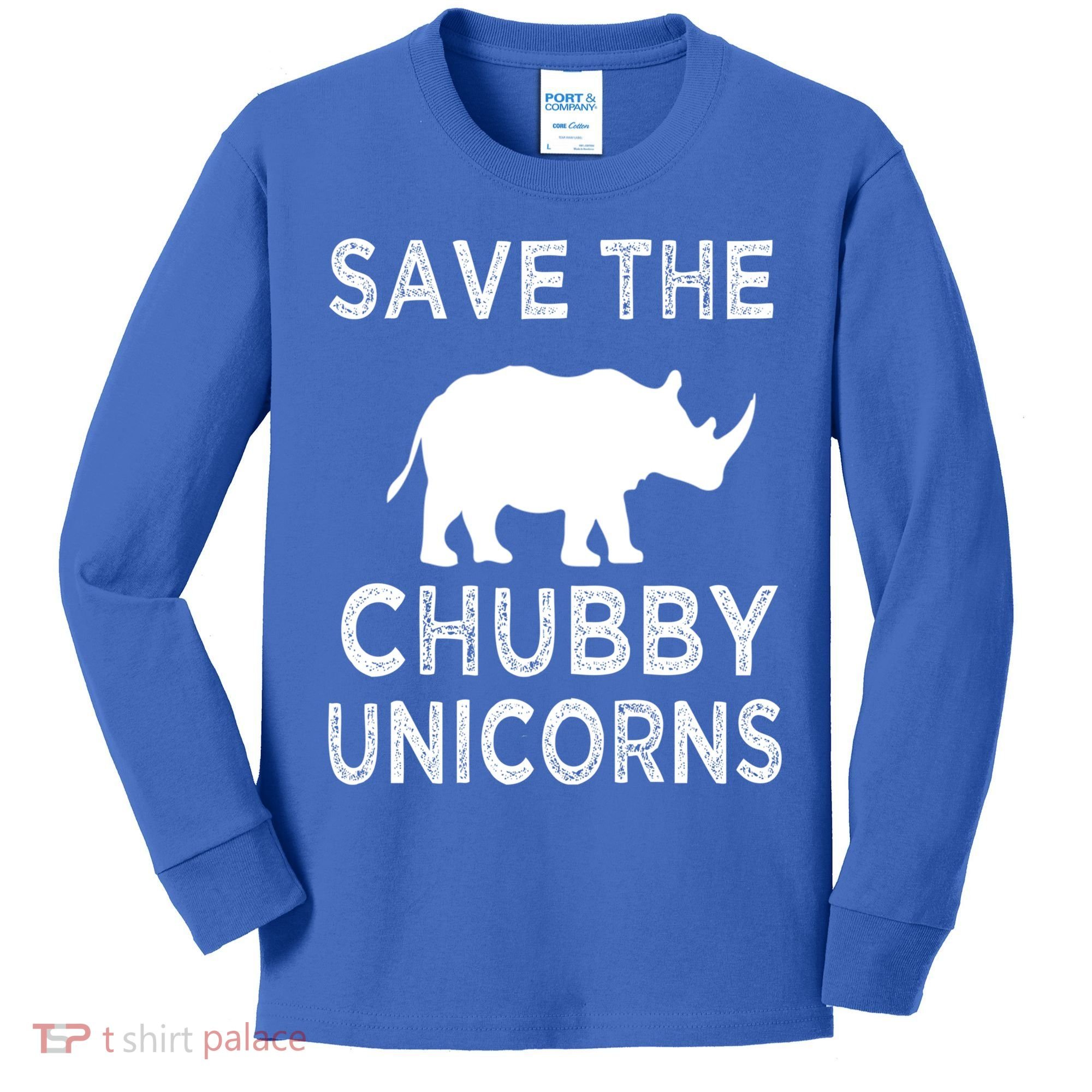 Save The Chubby Unicorns Rhino Funny Cute Gift Kids Long Sleeve Shirt
