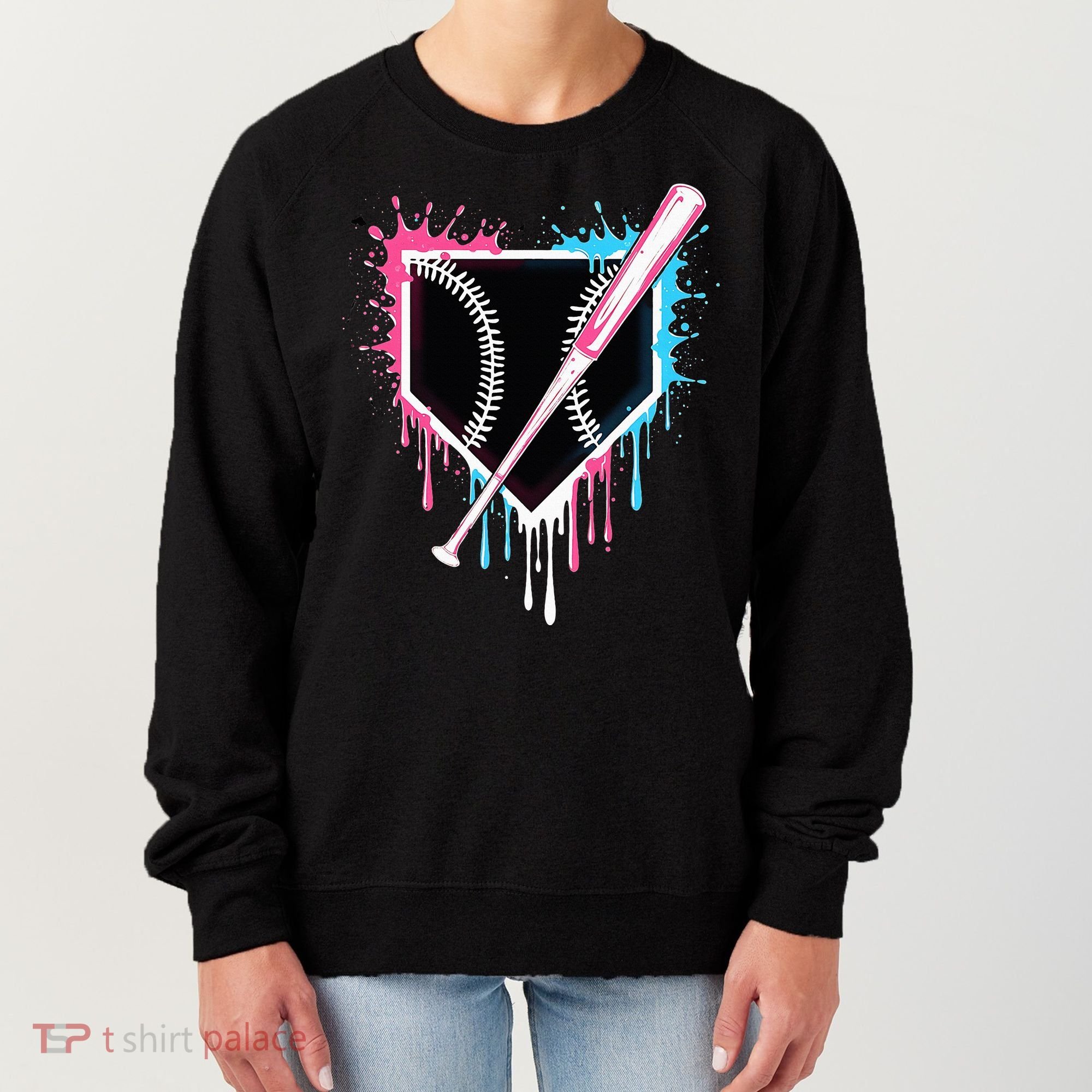 Sport Team Cool B.A.S.E.B.A.L.L Home Plate Drip With Sprinkles Drip Women's Sweatshirt