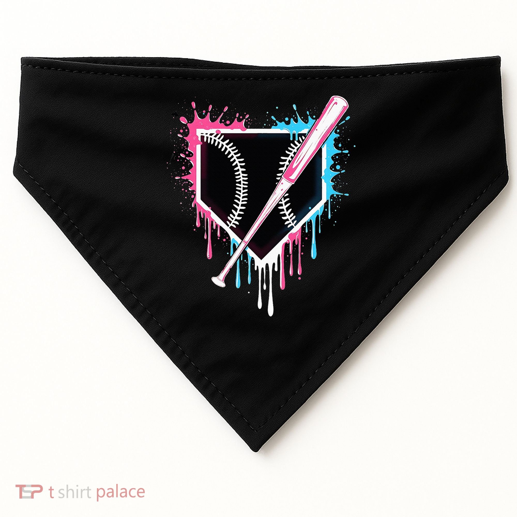 Sport Team Cool B.A.S.E.B.A.L.L Home Plate Drip With Sprinkles Drip USA-Made Doggie Bandana