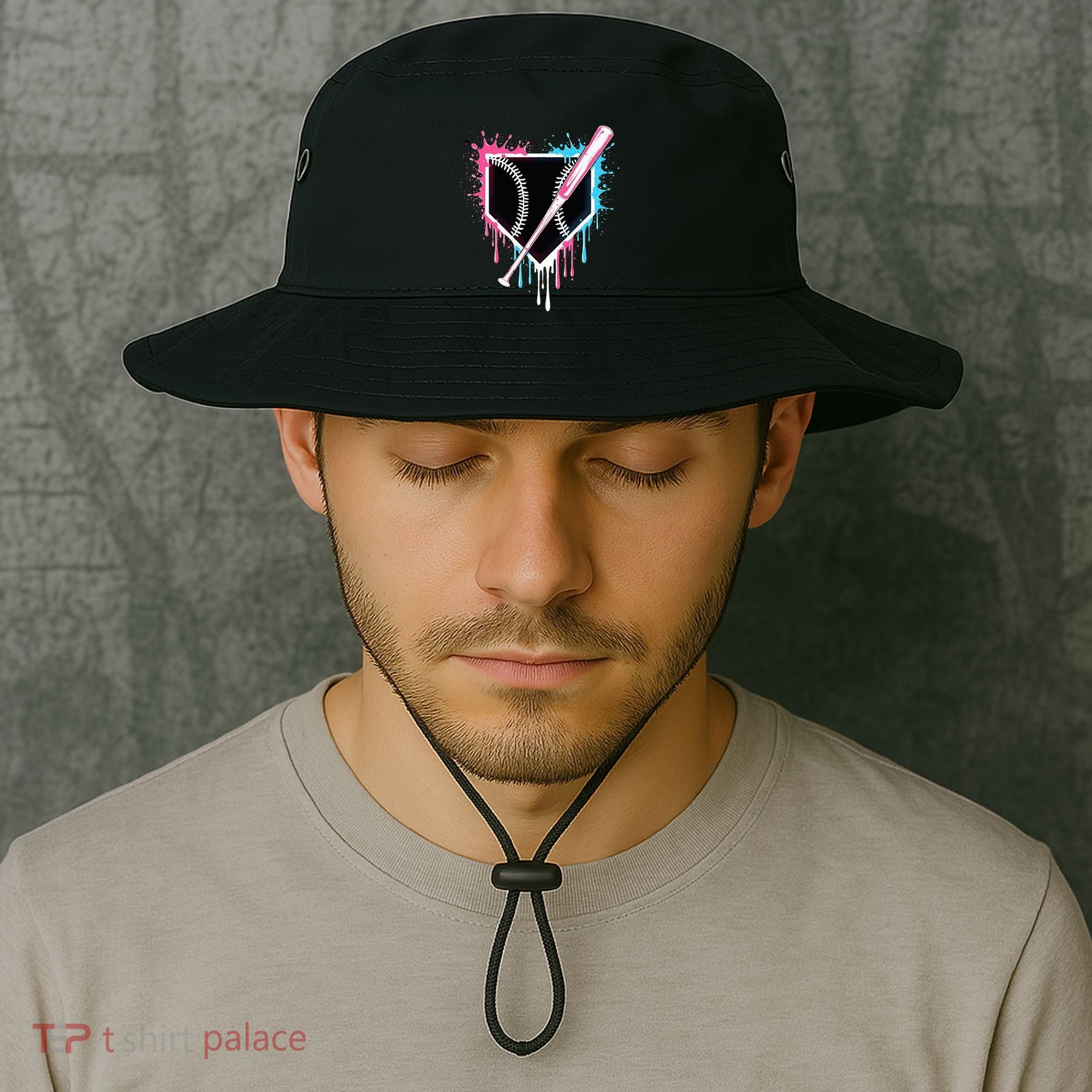 Sport Team Cool B.A.S.E.B.A.L.L Home Plate Drip With Sprinkles Drip Bucket Hat