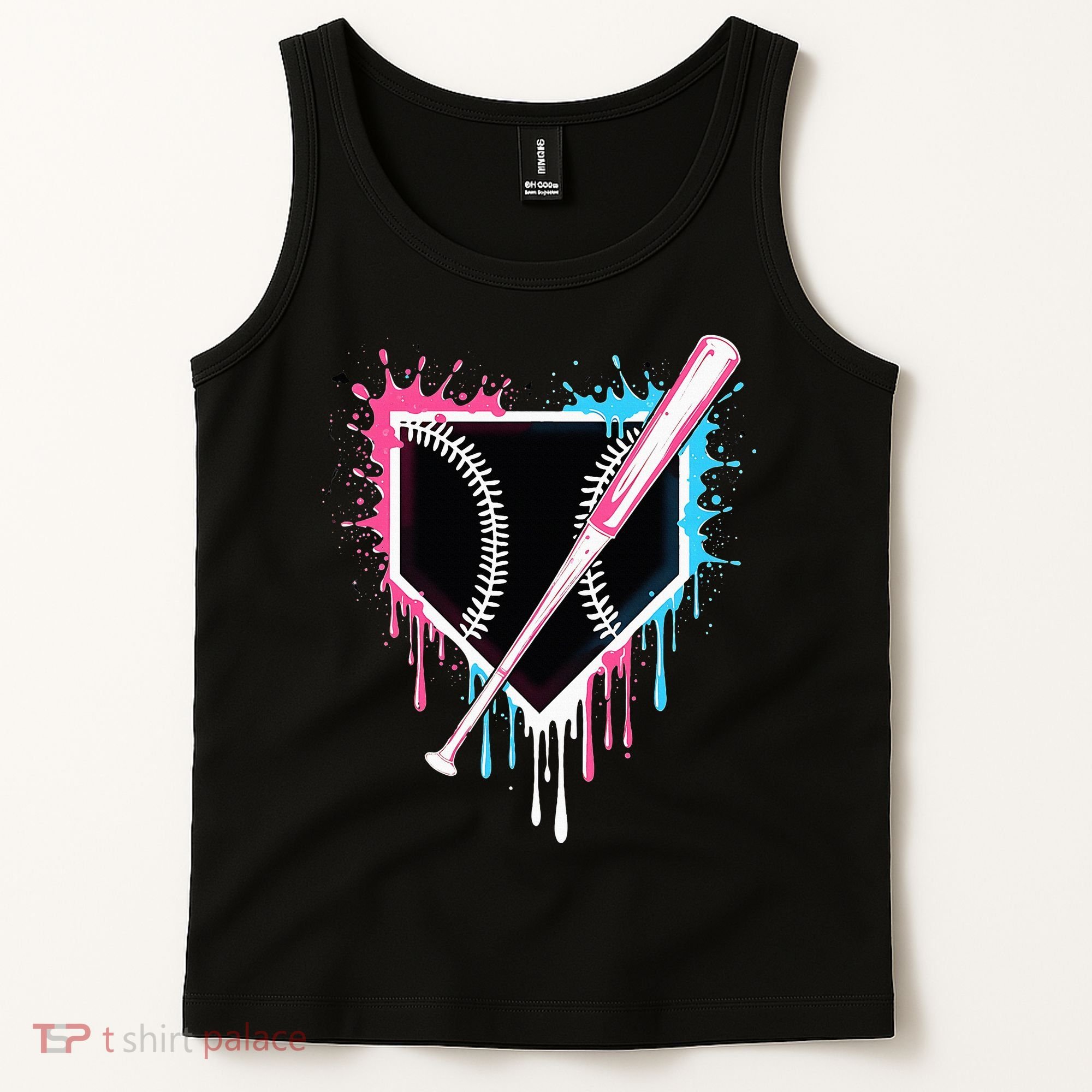 Sport Team Cool B.A.S.E.B.A.L.L Home Plate Drip With Sprinkles Drip Tank Top