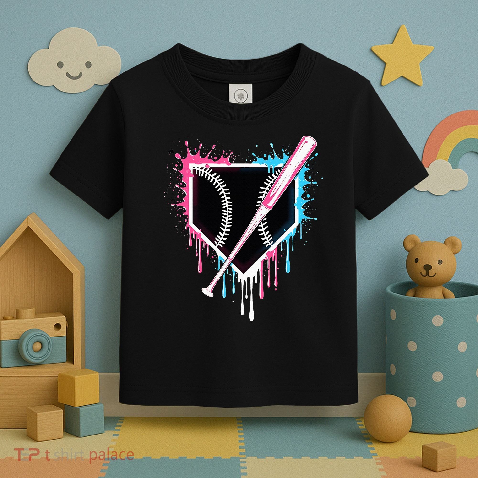 Sport Team Cool B.A.S.E.B.A.L.L Home Plate Drip With Sprinkles Drip Toddler T-Shirt