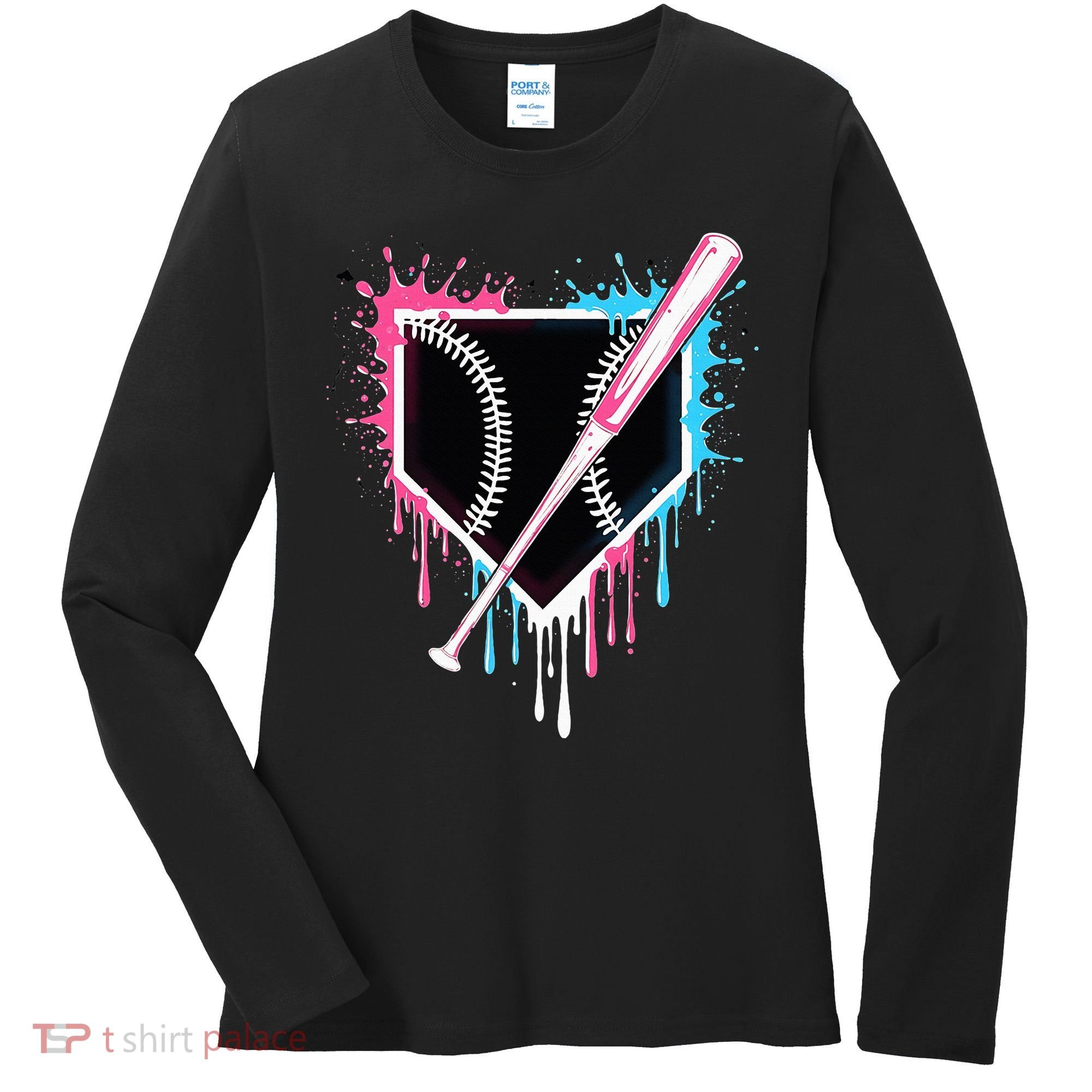 Sport Team Cool B.A.S.E.B.A.L.L Home Plate Drip With Sprinkles Drip Women's Long Sleeve Shirt