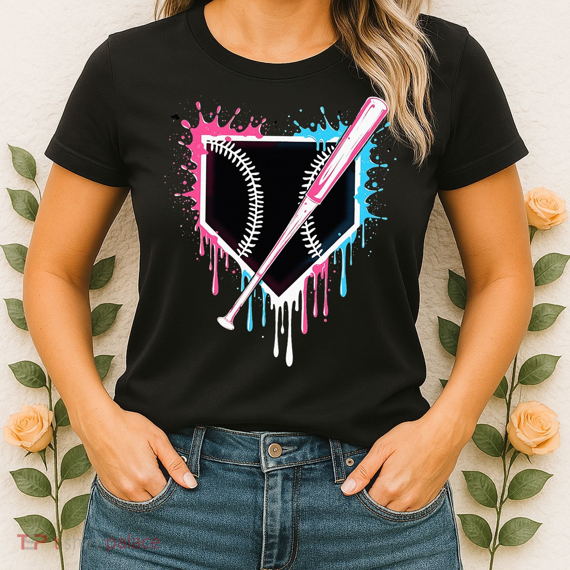 Sport Team Cool B.A.S.E.B.A.L.L Home Plate Drip With Sprinkles Drip Women's T-Shirt