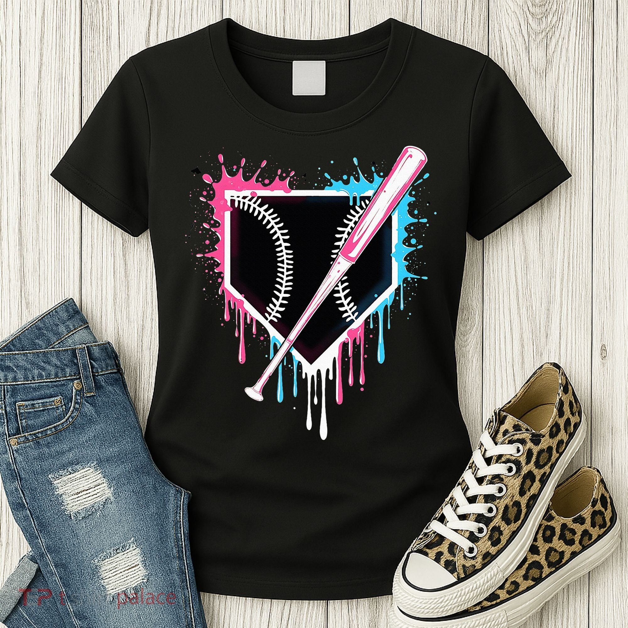 Sport Team Cool B.A.S.E.B.A.L.L Home Plate Drip With Sprinkles Drip Women's T-Shirt