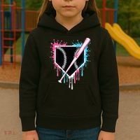 Sport Team Cool B.A.S.E.B.A.L.L Home Plate Drip With Sprinkles Drip Kids Hoodie thumb 3