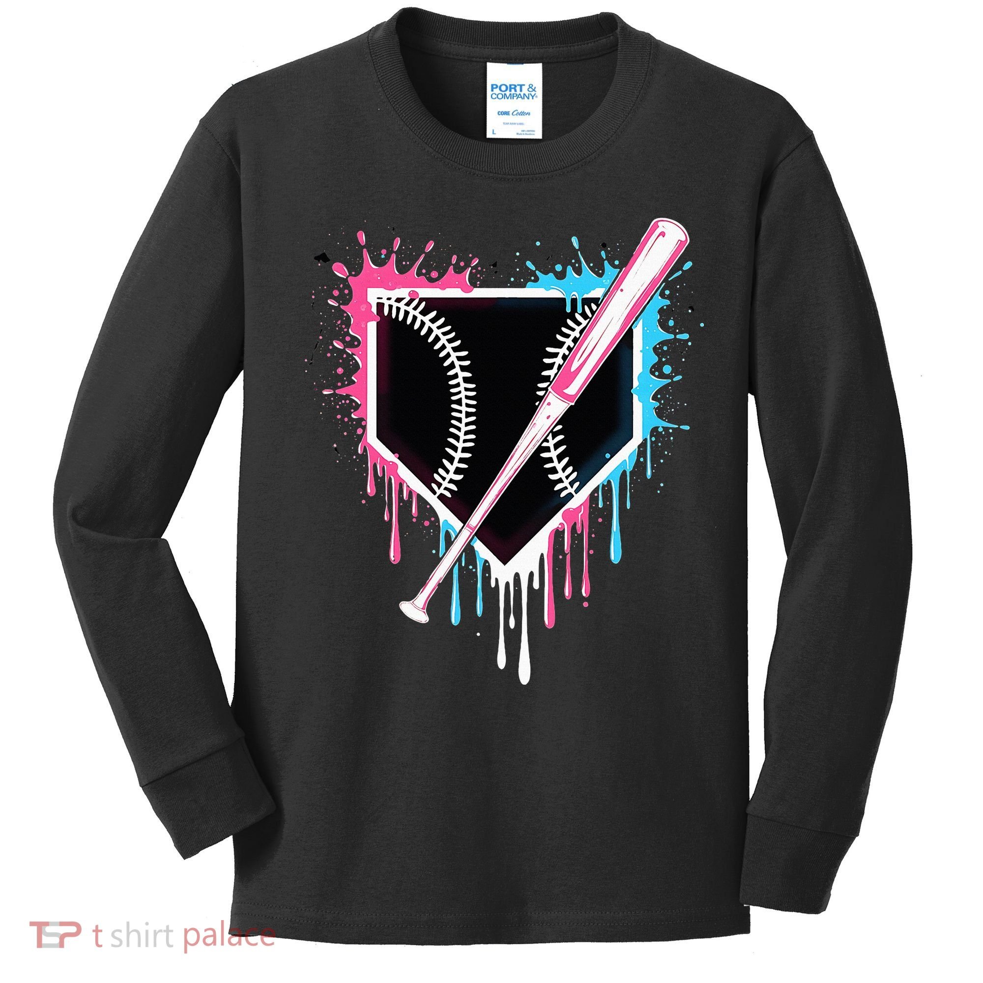 Sport Team Cool B.A.S.E.B.A.L.L Home Plate Drip With Sprinkles Drip Kids Long Sleeve Shirt