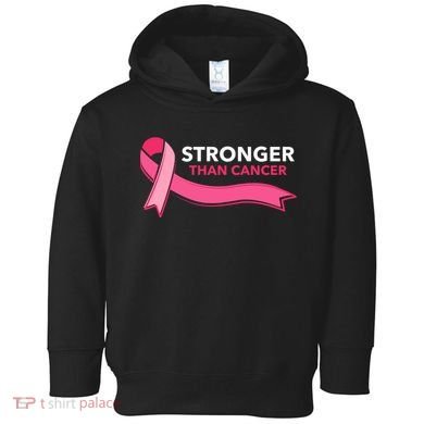 Stronger Than Cancer Pink Ribbon Toddler Hoodie