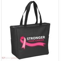 Stronger Than Cancer Pink Ribbon Tote Bag thumb 2