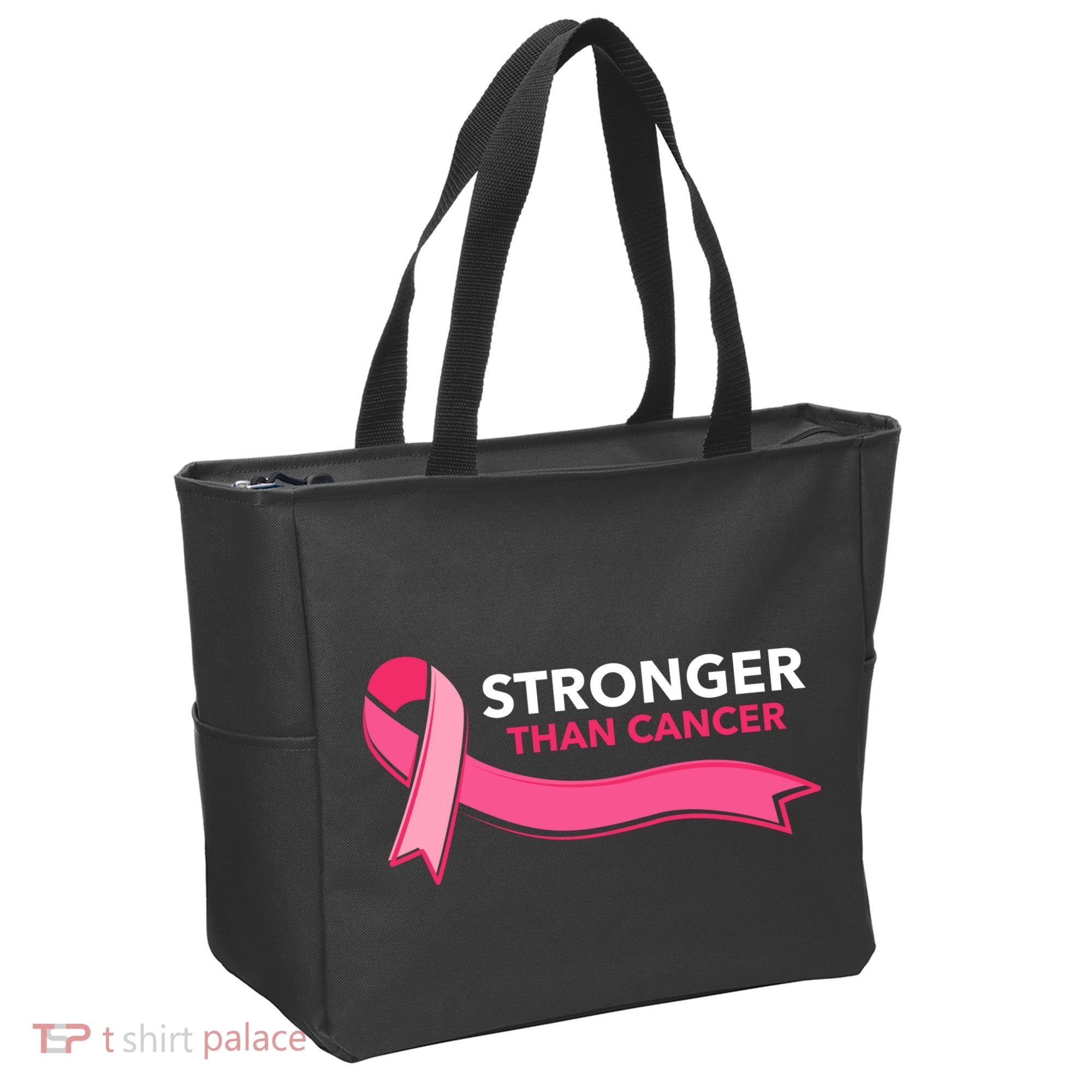 Stronger Than Cancer Pink Ribbon Tote Bag