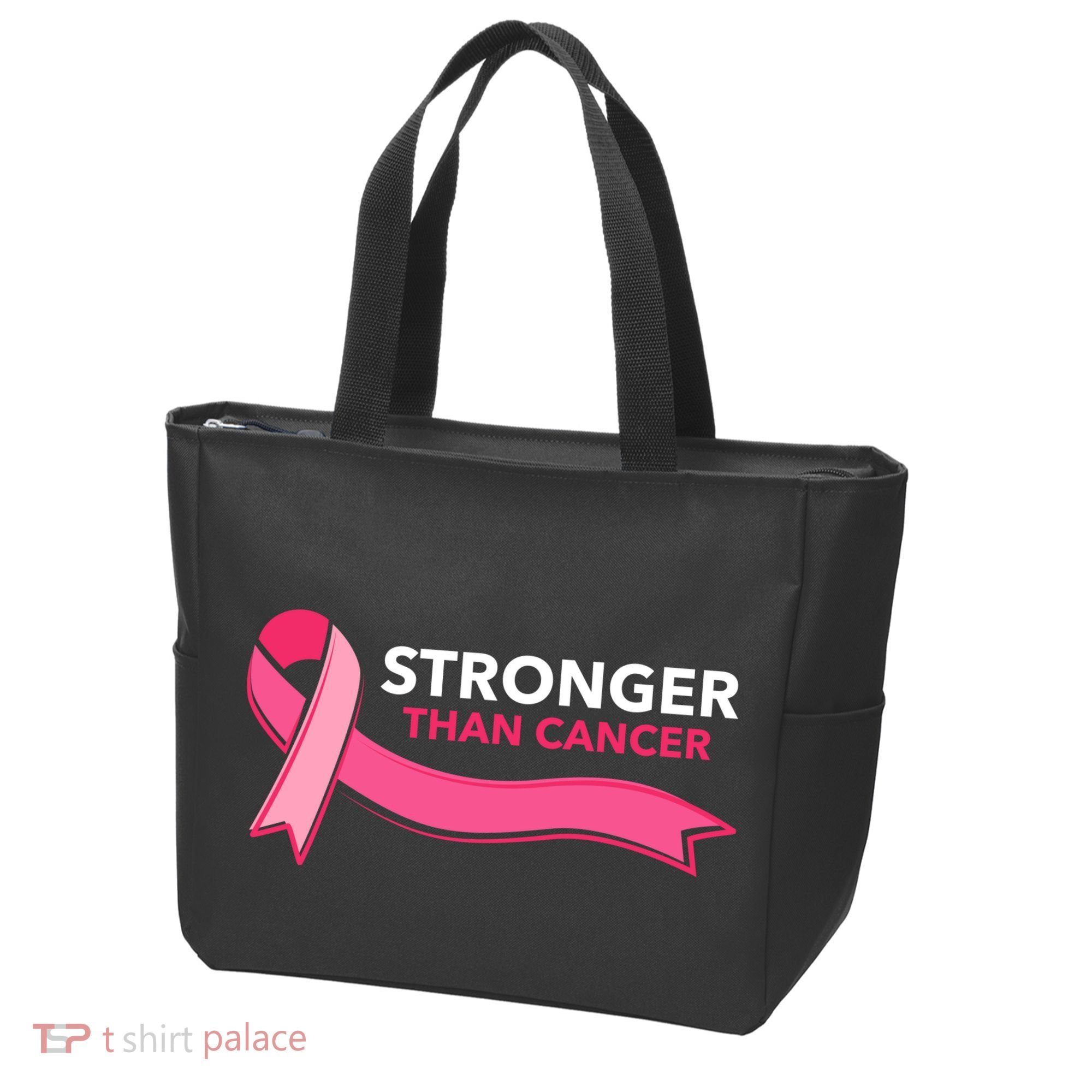 Stronger Than Cancer Pink Ribbon Tote Bag