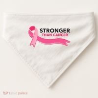 Stronger Than Cancer Pink Ribbon USA-Made Doggie Bandana thumb 0