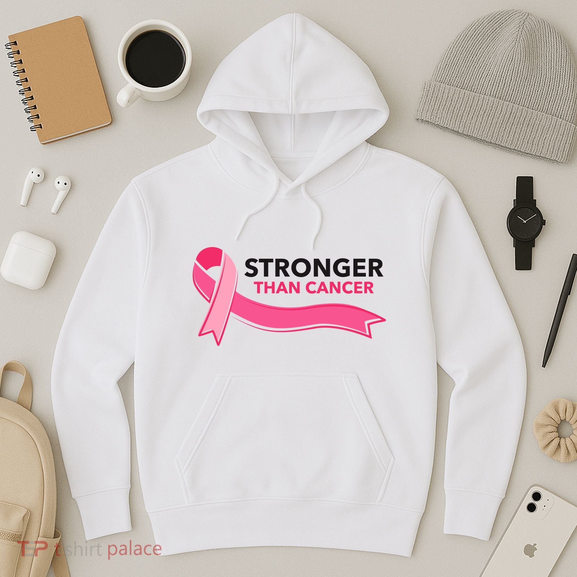 Stronger Than Cancer Pink Ribbon Hoodie