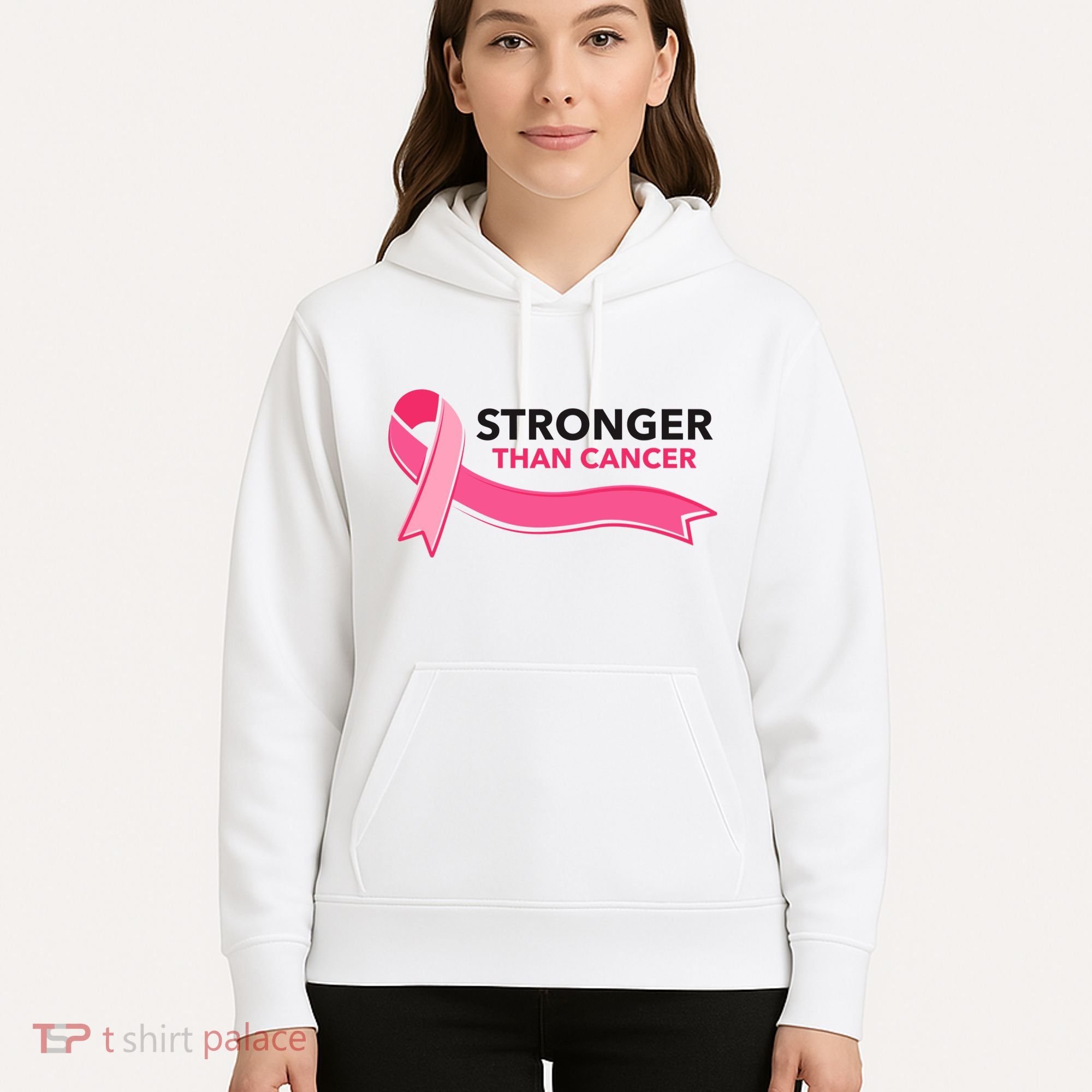 Stronger Than Cancer Pink Ribbon Hoodie