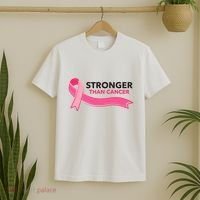 Stronger Than Cancer Pink Ribbon T-Shirt thumb 2