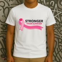 Stronger Than Cancer Pink Ribbon T-Shirt thumb 3