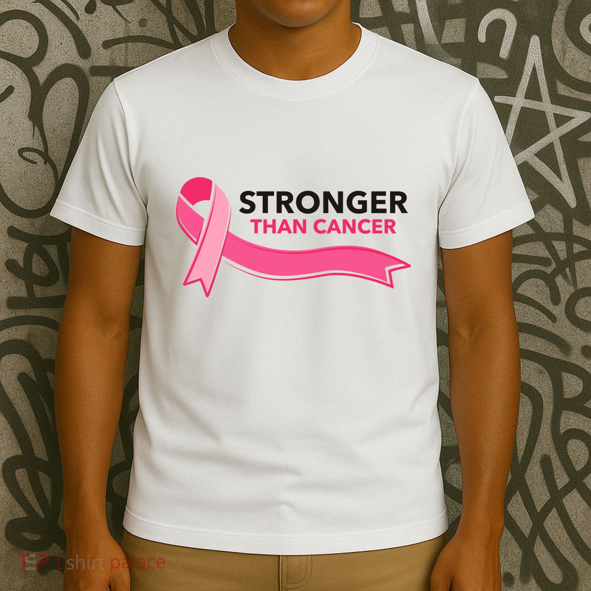 Stronger Than Cancer Pink Ribbon T-Shirt