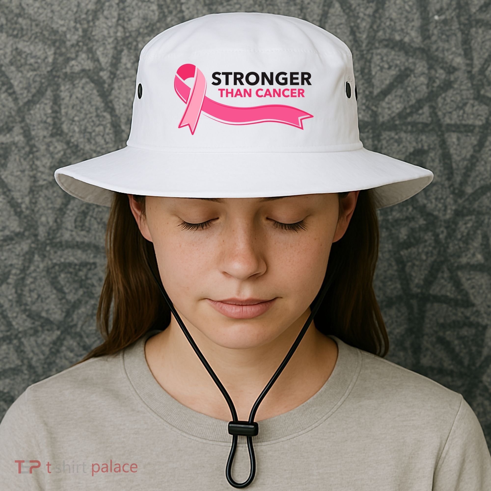 Stronger Than Cancer Pink Ribbon Bucket Hat