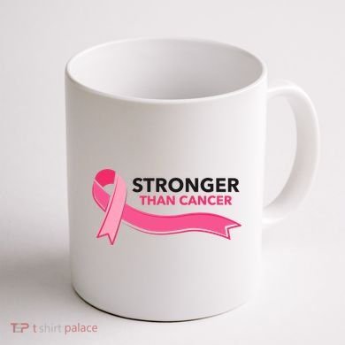 Stronger Than Cancer Pink Ribbon Coffee Mug back