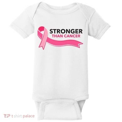 Stronger Than Cancer Pink Ribbon Baby Bodysuit