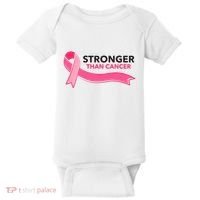 Stronger Than Cancer Pink Ribbon Baby Bodysuit thumb 0