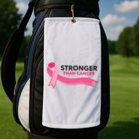 Stronger Than Cancer Pink Ribbon Golf Towel thumb 2