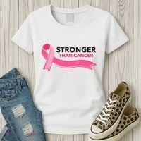 Stronger Than Cancer Pink Ribbon Women's T-Shirt thumb 3