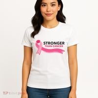 Stronger Than Cancer Pink Ribbon Women's T-Shirt thumb 4