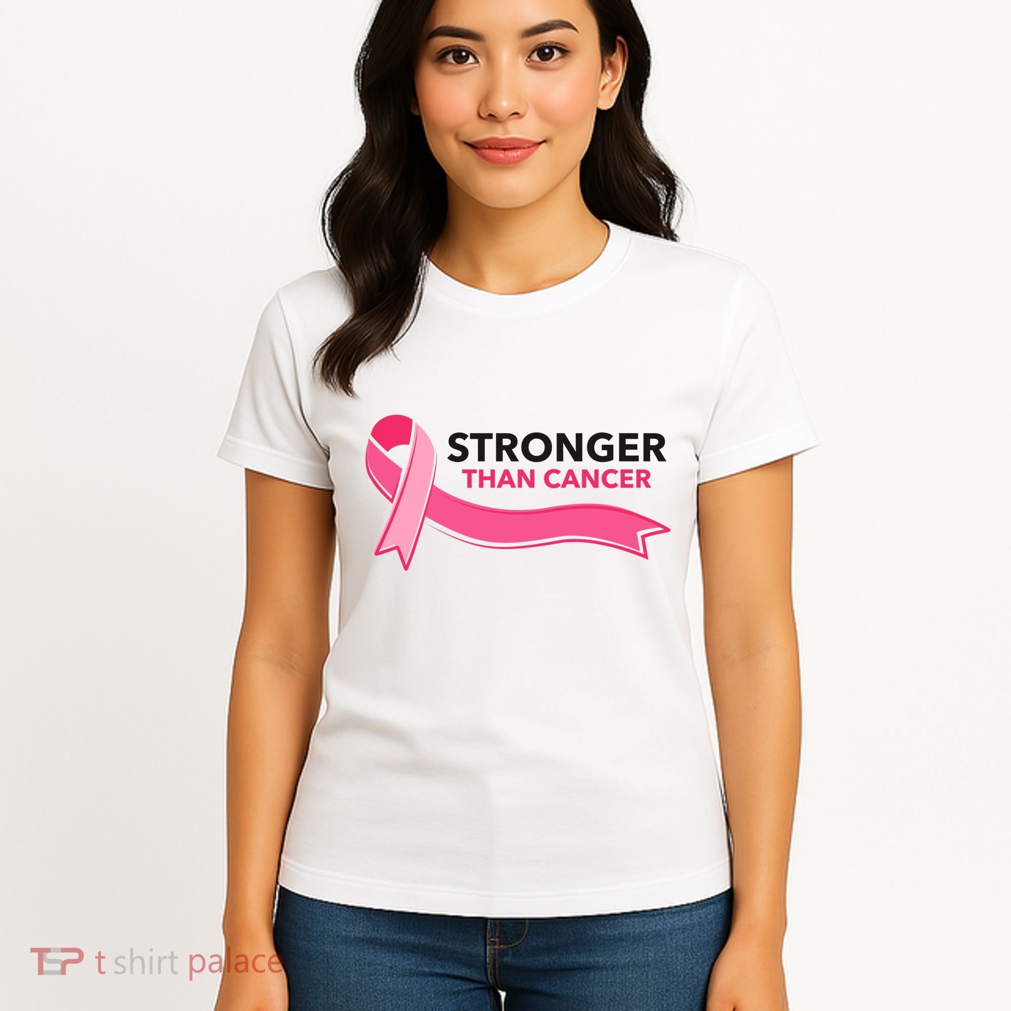 Stronger Than Cancer Pink Ribbon Women's T-Shirt