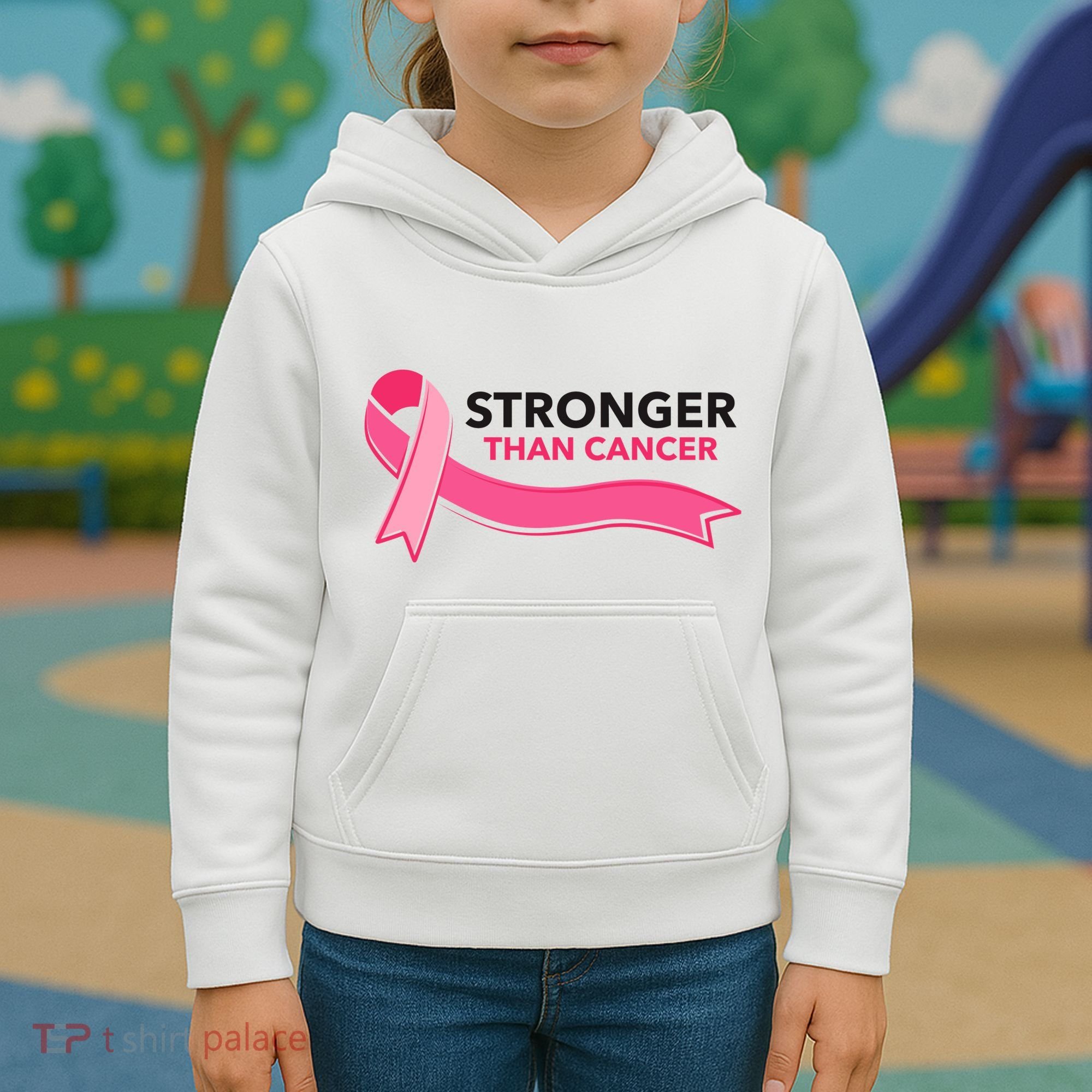 Stronger Than Cancer Pink Ribbon Kids Hoodie
