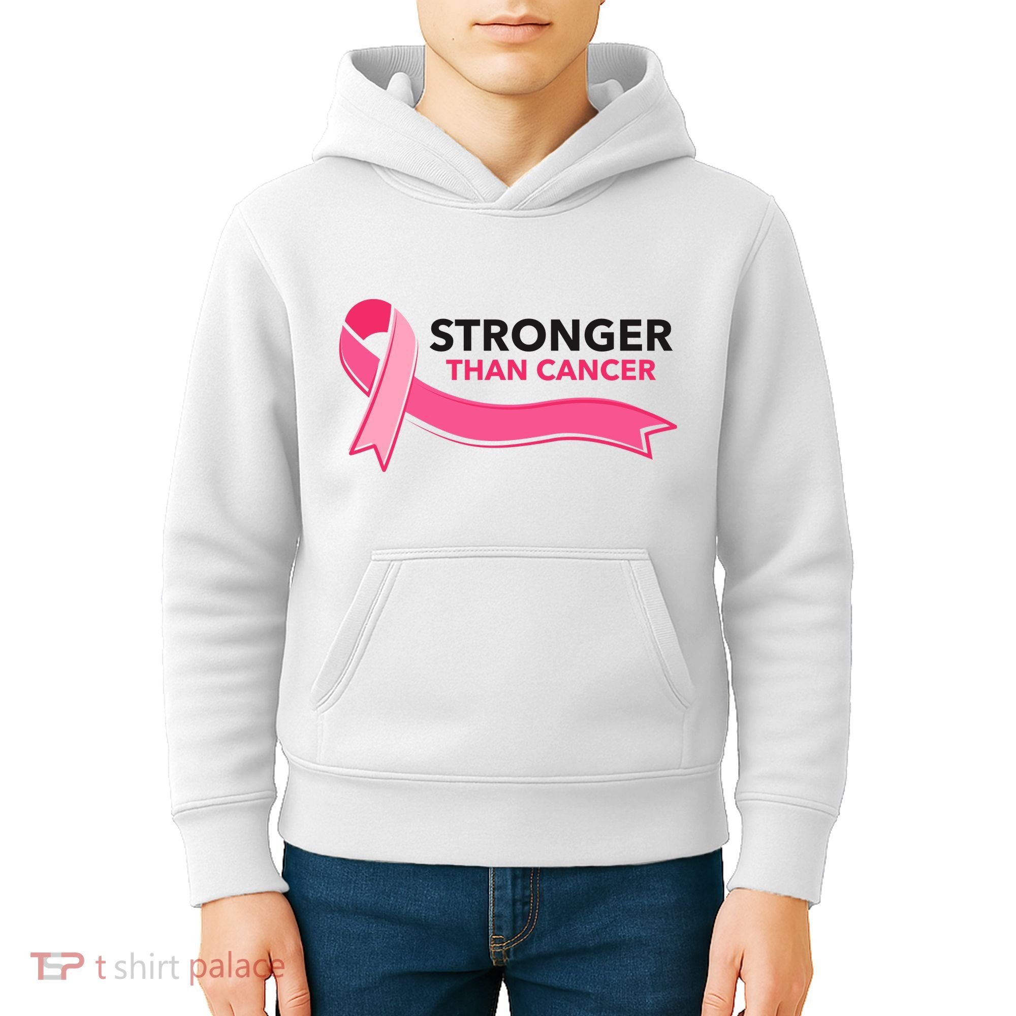 Stronger Than Cancer Pink Ribbon Kids Hoodie