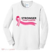 Stronger Than Cancer Pink Ribbon Kids Long Sleeve Shirt thumb 0