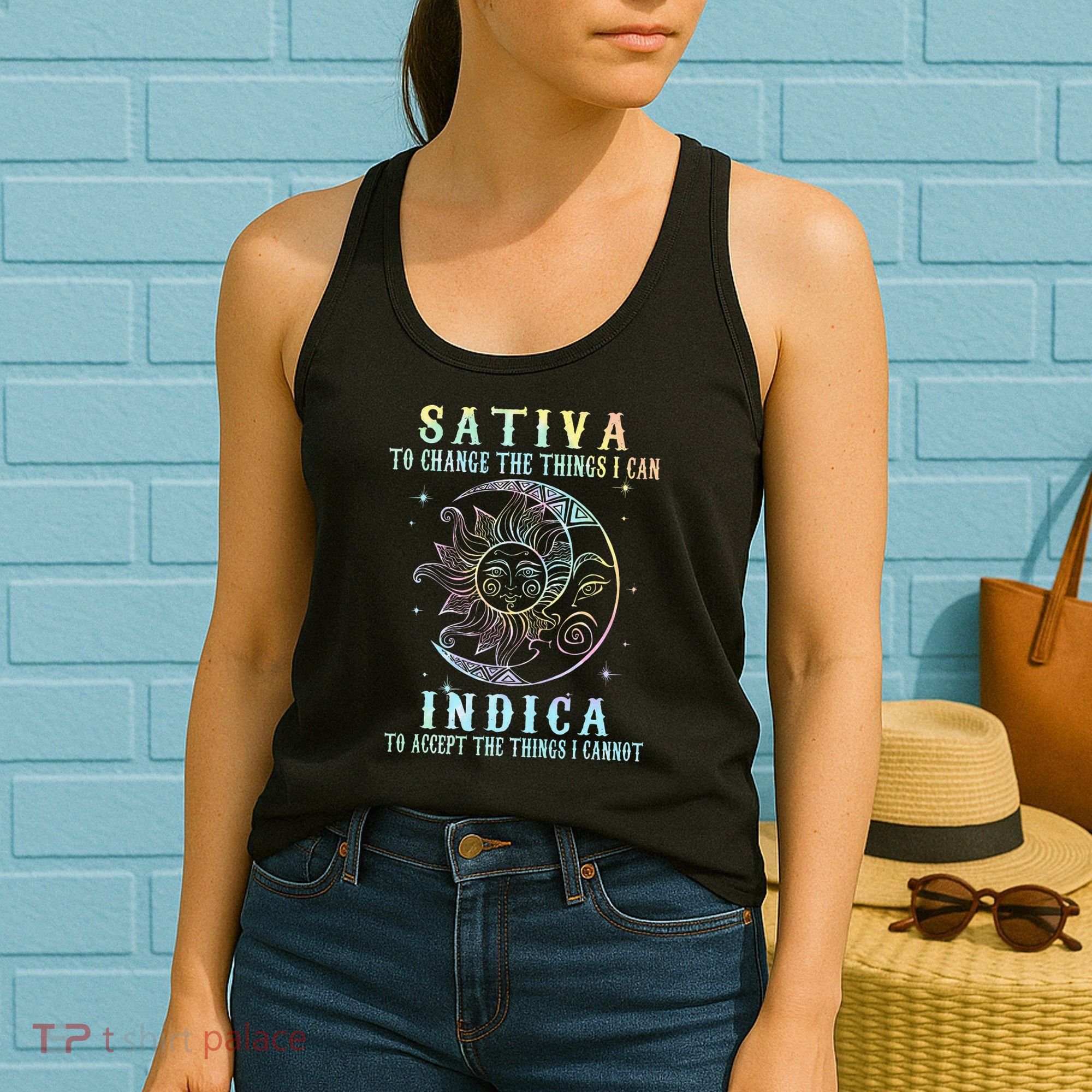 Sativa To Change The Things I Can Indica Cannabis W Tie Dye Women's Tank Top